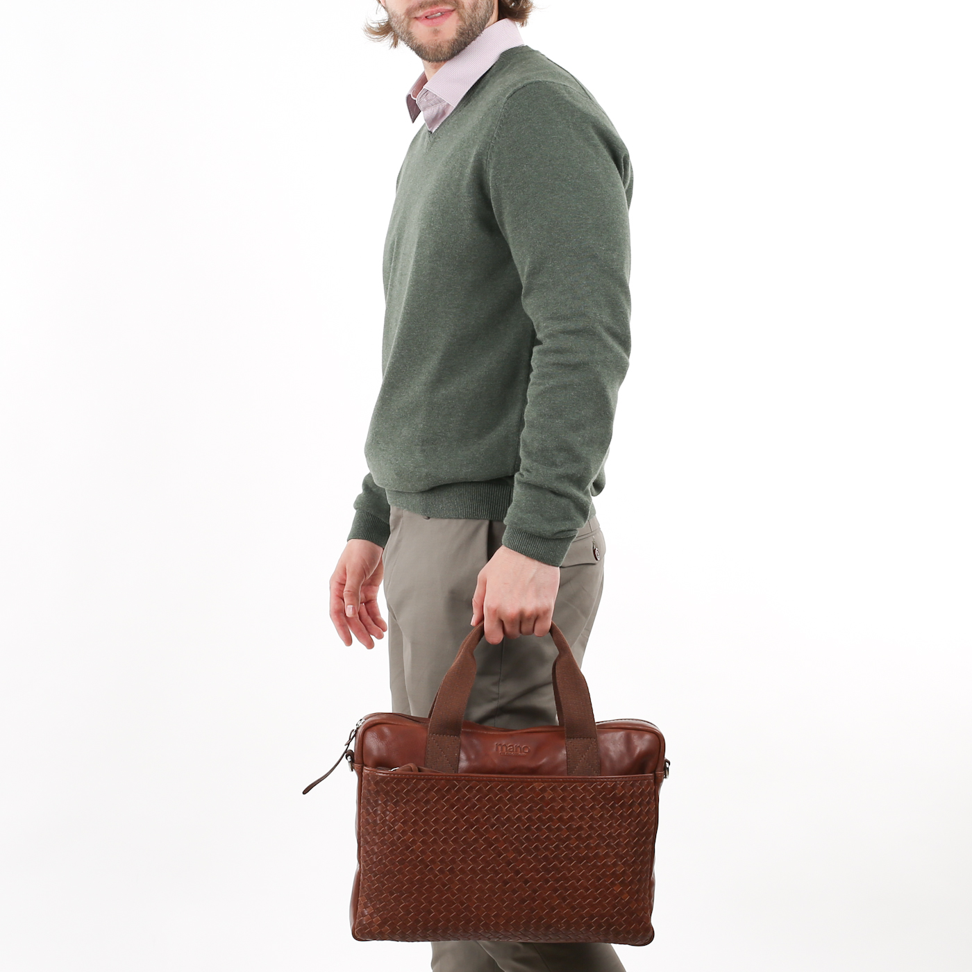 Кожаная сумка с плетением Mano Don Luca
