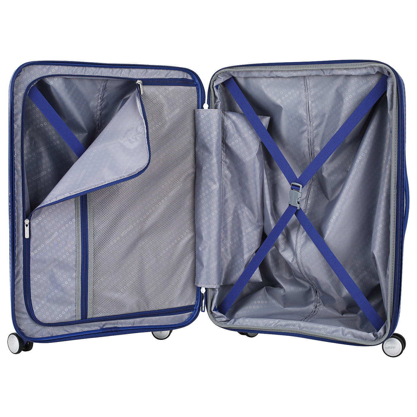 Синий чемодан со встроенным замком American Tourister Soundbox